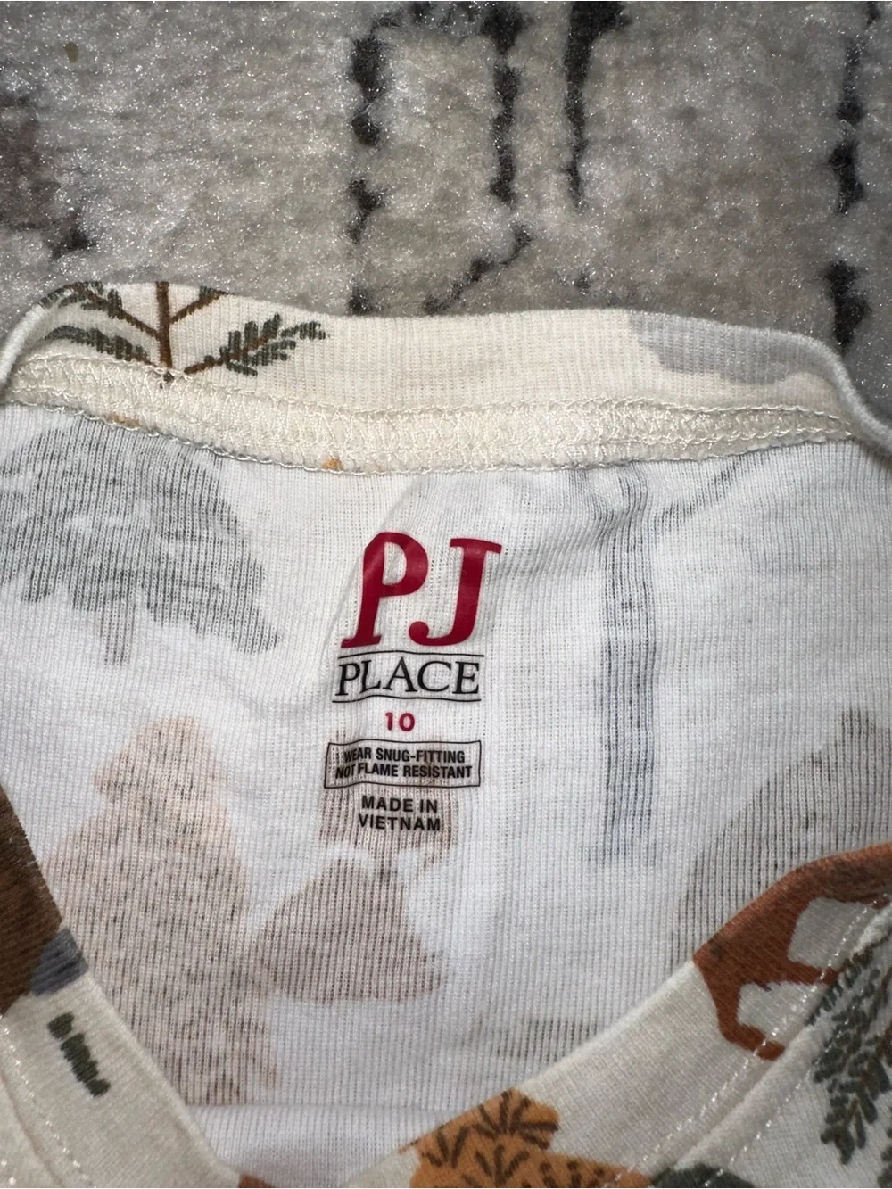 Place Cream Kids Pajama Set with Brown & Green Forest Print